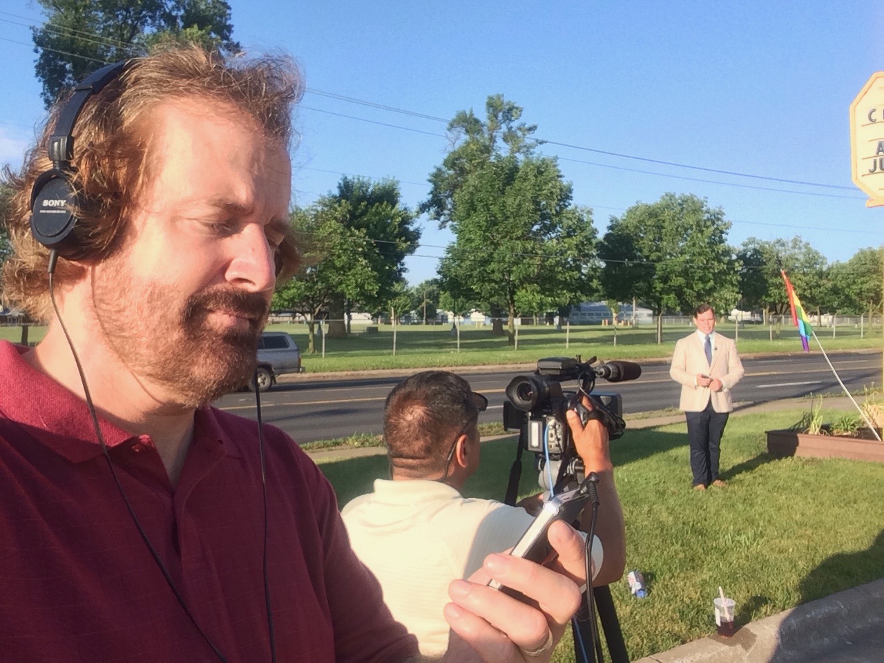 Monitoring sound levels of an early morning newscast in Davenport with KWQC-TV