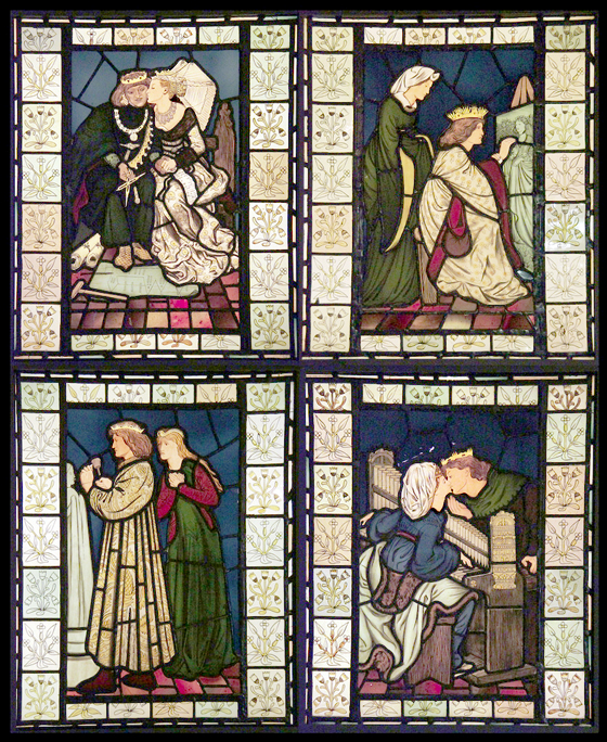 4 stained glass panels