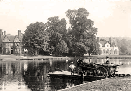 ferry transporting horse & wagon and people